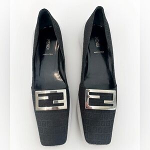 Fendi Black and Gray Square Toe Size 38 EUC